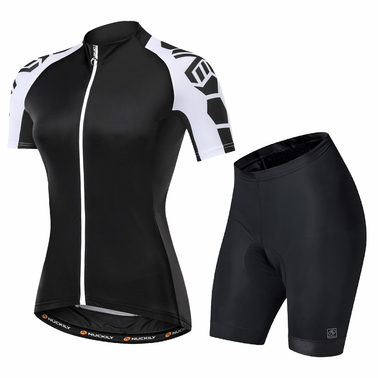 NUCKILY Ensemble maillot de cyclisme pour femme avec selle 3D, manches courtes, séchage rapide, respirant