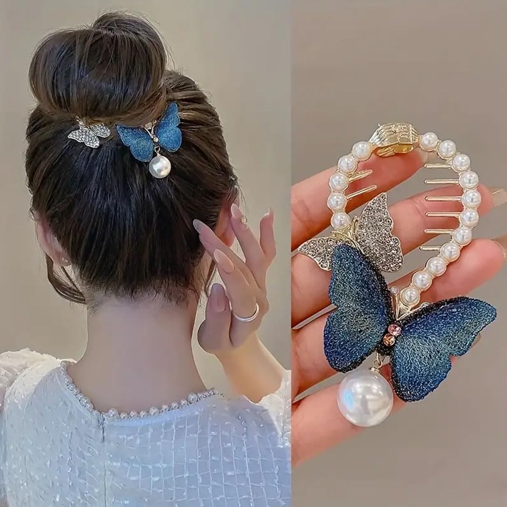 Ashkash 1pcs Vintage Faux Pearl Bling Bling Rehinestone Retro Style Embroidery Butterfly Decorative Hair Clip Ponytail Holder Elegant Hair Accessories For Women And Girls (B0CVLCLF5K) Amazon Price History, Amazon Price Tracker