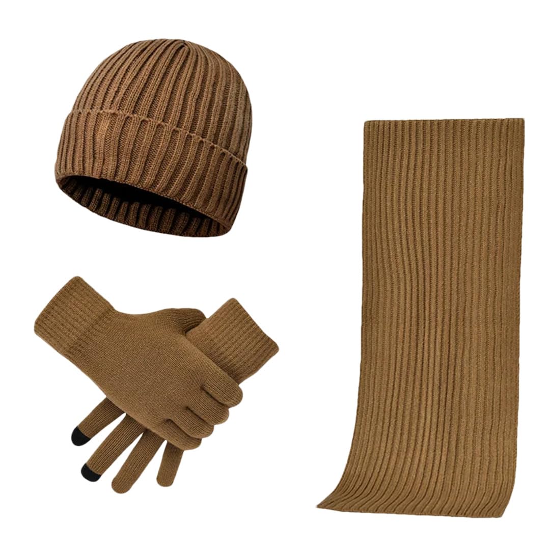 Suwequest Juego de gorro, bufanda y guantes para hombres y mujeres, gorro de punto cálido para niños y niñas, accesorios de invierno, conjunto de gorro y bufanda
