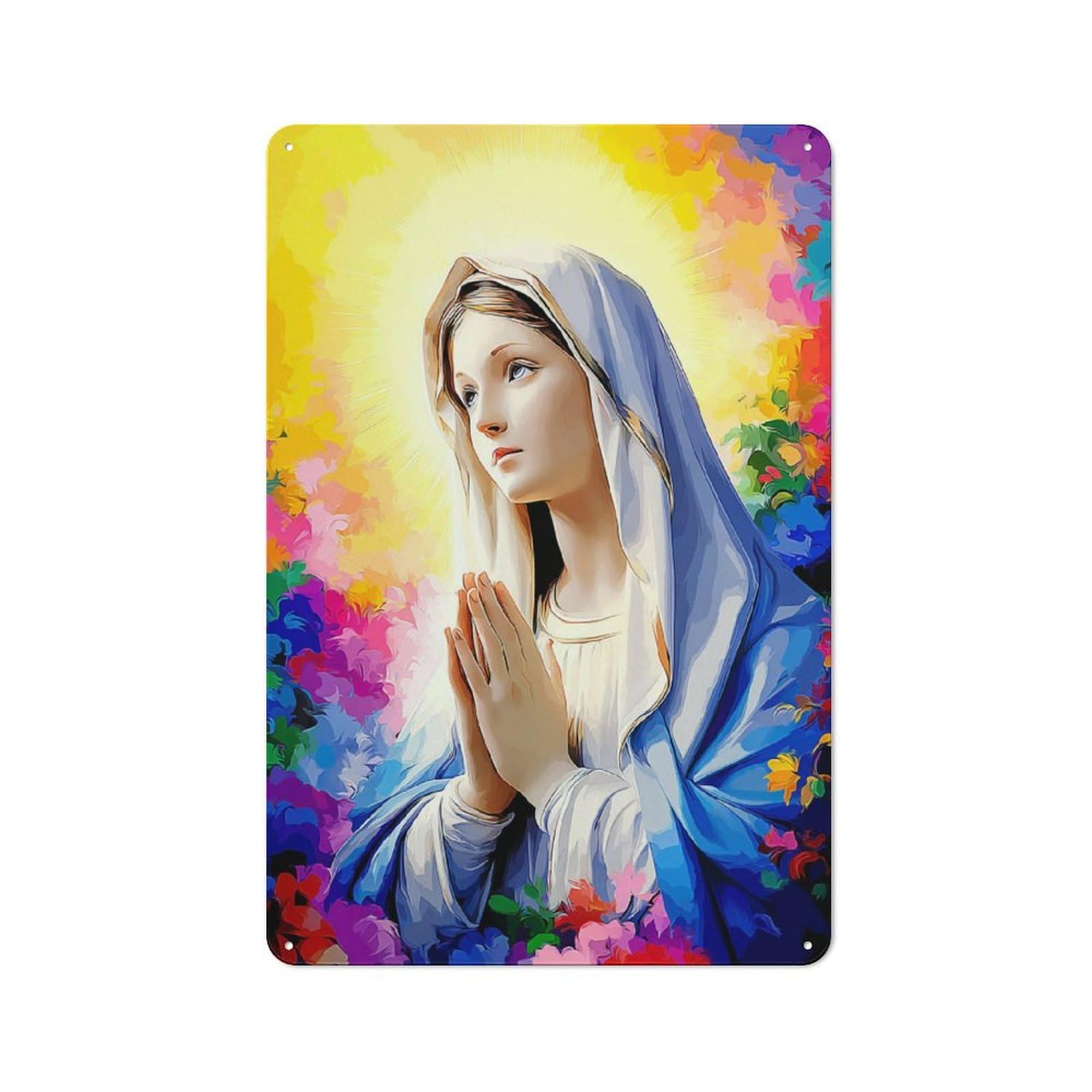 Junmoney Prayerful Serenity A Colorful Reflection Printed Metal Sign 30X20cm For Lounge Or Reading Corner, For Vintage Wall Decor Fans, For Themed Room Decoration