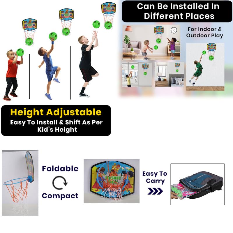 Image of Asian Portable Plastic Basketball with Hoop for Kids Multicolor (Super Hero Theme)