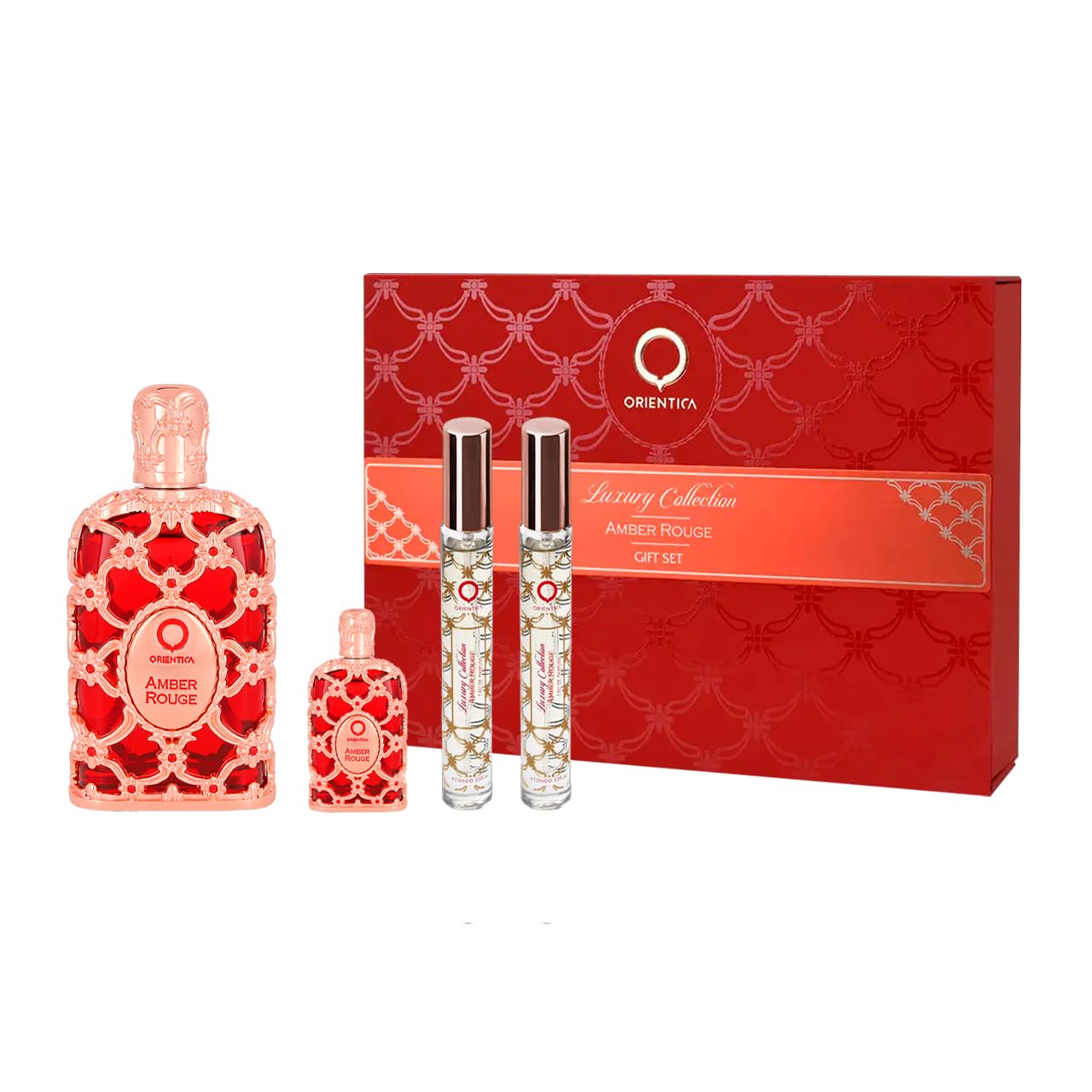 Amber Rouge by Orientica for Women - 4 Pc Gift Set 2.7oz EDP Spray, 7.5ml EDP Spray, 2 X 10ml EDP Spray
