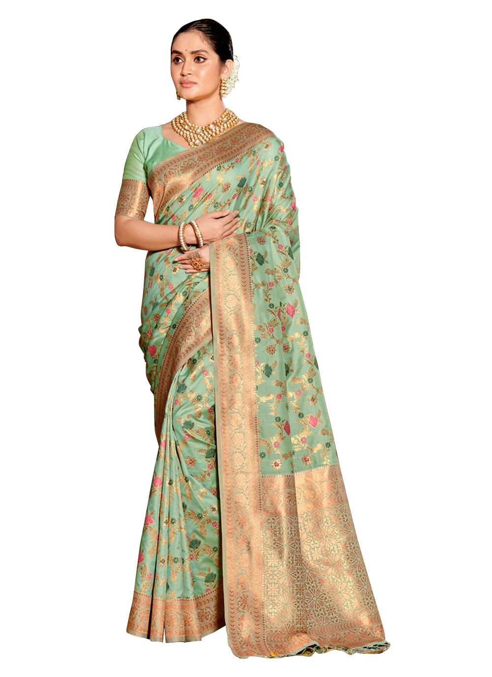 SUTRITI STYLE SOUL Banarasi Silk Saree with Golden Zari Floral Weaving | Soft Lightweight Traditional Saree for Women | Pe... - Review, Price and Buying Guide