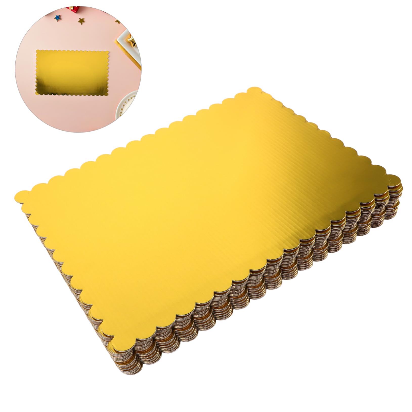 Hemobllo 20pièces Plates De Fond De Gâteau Carton Ondulé Bords Ondulés Lot de Supports De pour Pâtisseries Cafés Et Desserts De Fête