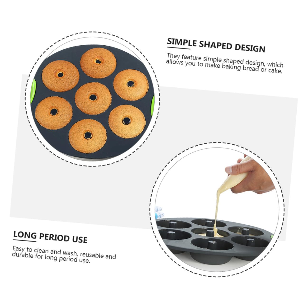Juego de 5 Moldes de Silicona Flexible y Resistente al Calor para Hornear Pasteles Cocina, Herramienta Multiusos para Aficionados la Repostería
