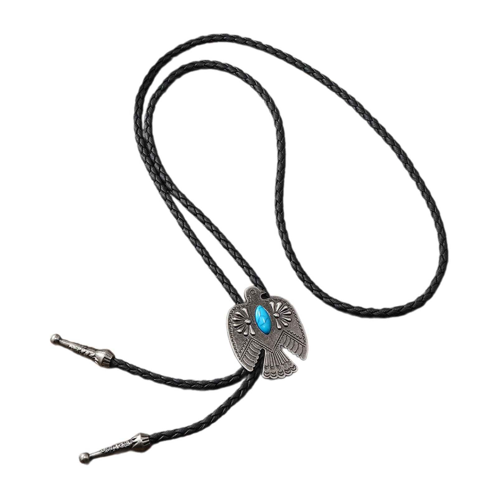 Fromceo Men's A Vintage Bolo Tie Western Metal Bird Stone Cowboy Hat Pendant Shirt Collar Necktie Jewelry Ccessories
