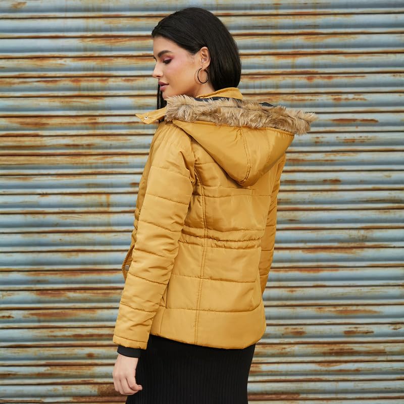 Image of PINACOLADA Women's Fleece-Lined Biker Jacket for Casual Wear | Spread Collar | Long Sleeve | Zipper Closure | Jacket Crafted with Comfort Fit for Everyday Wear