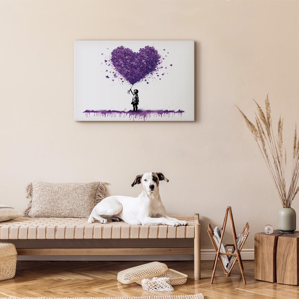murando - Cuadro Acústico en Lienzo Banksy 120x80 cm - 1 Pieza cuadros | acústicos-corativos aislamento-coracion moderno lienzos-corativos salon - Reproducción globo rosa en forma- corazón