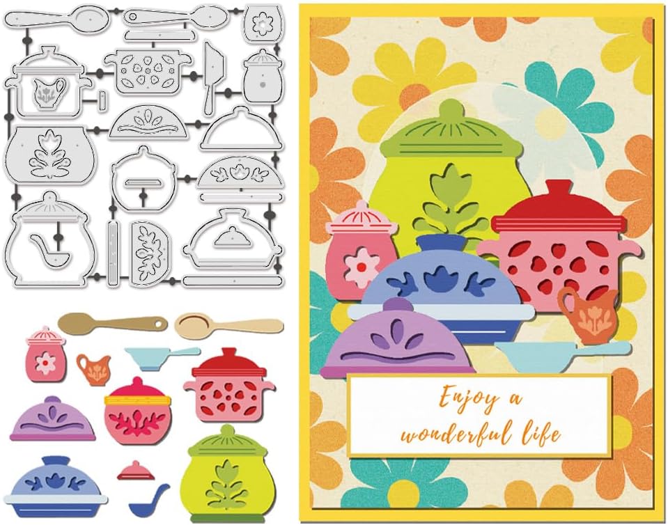 UNICRAFTALE 24Pcs DIY Kitchenware Cutting Dies Metal Kitchen Theme Die Cuts for Card Making Bowl Carbon Steel Die Cuts Little Animals Embossing Paper Dies Stencils for Scrapbooking Photo Album