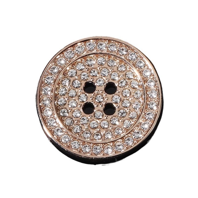 Guziki w stylu vintage Guzik 10 szt. Guzików wysadzanych diamentami 15/20/25 mm Metalowe guziki z 4 dziurkami Modne guziki dekoracyjne Guziki(Gold,15mm)