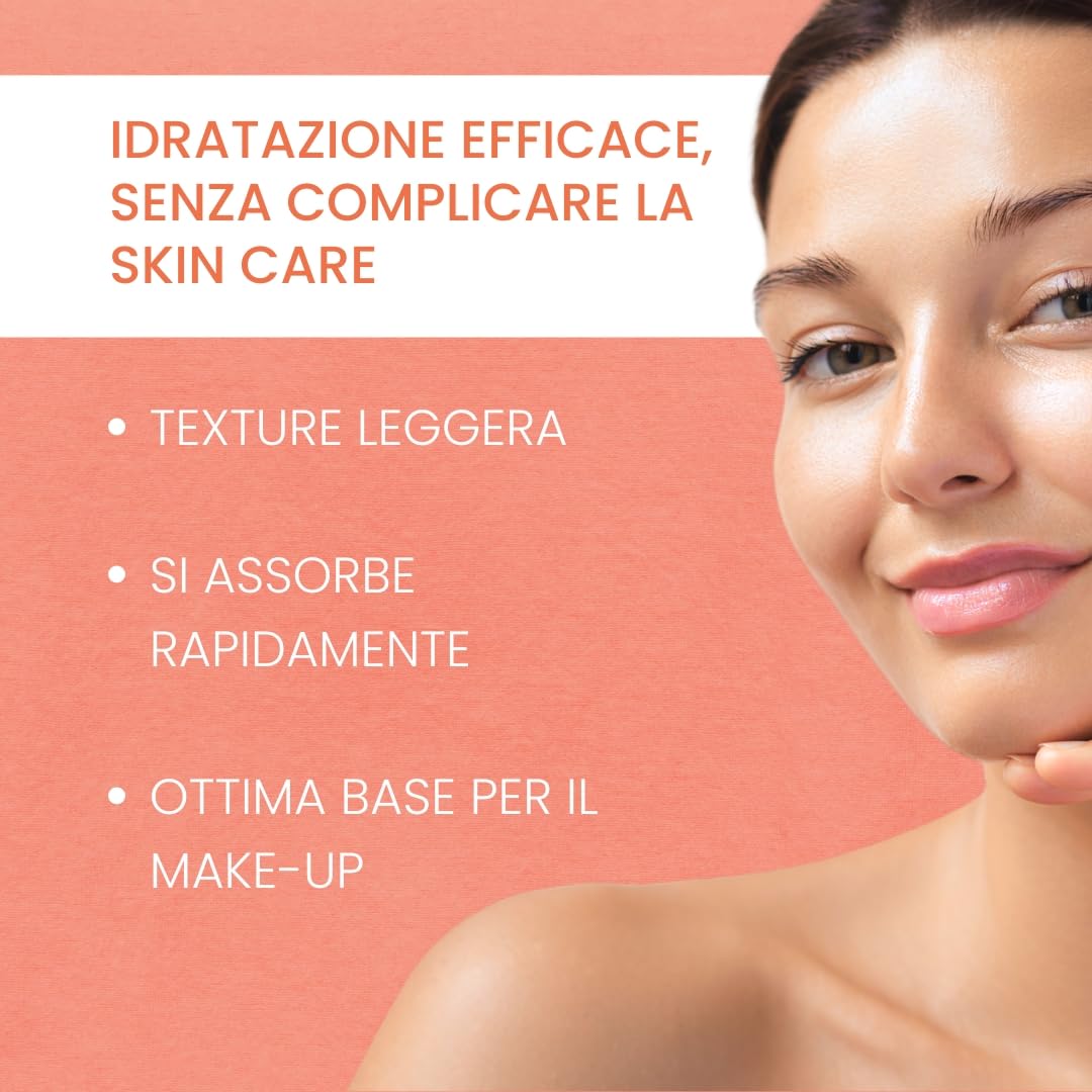 Renewè HYDRATE.CREAM Crema Viso Idratante Antiage Antiossidante con Astaxantina Pura, Vitamina C, E e Acido Ialuronico - Texture Leggera a Rapido Assorbimento - 50 ml