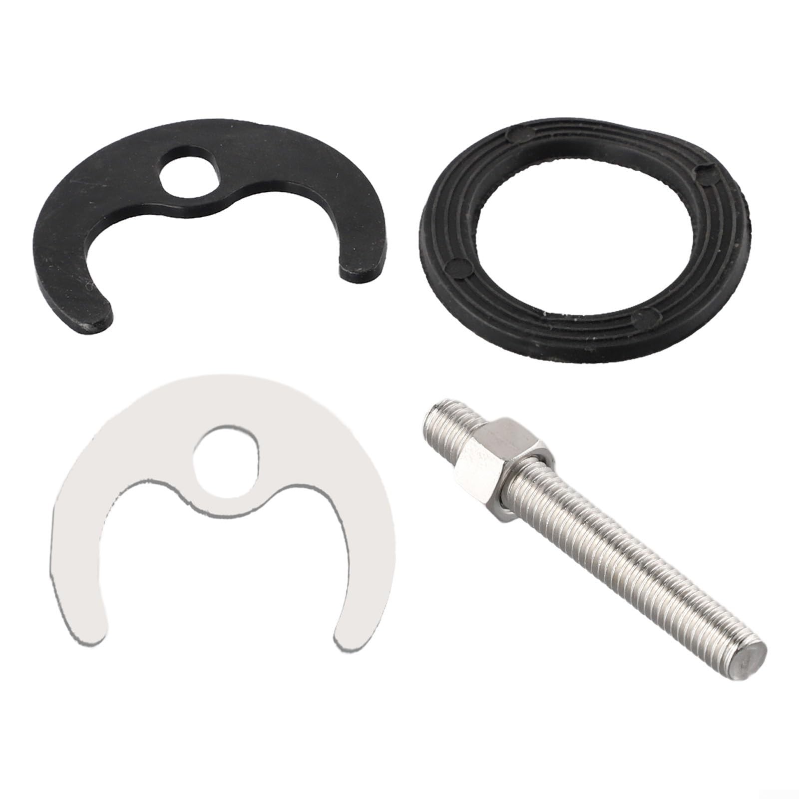 Niceminiwall Kit de reparación de grifo de fregadero de cocina, juego de montaje monobloque de 4 piezas con perno de 60 mm, junta de acero, arandela de goma para grifo de lavabo, piezas de reparación