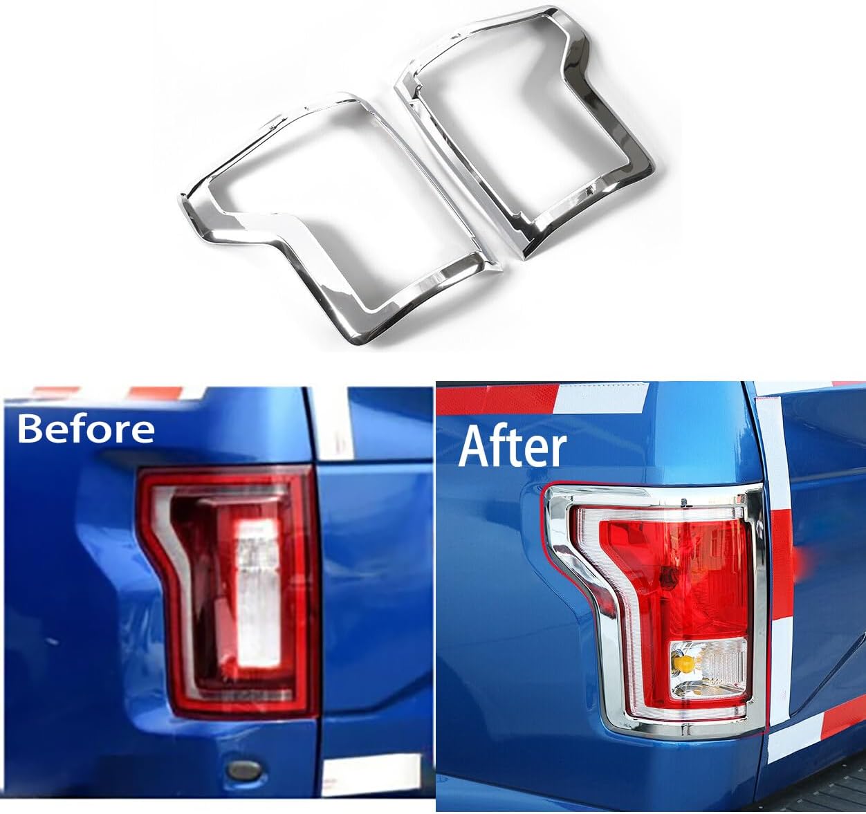 Car Accessories Exterior Tail Light Lamp Surround Cover Trims Frame Chrome Fit for Ford F150 2015 2016 2017 2018 2019 ABS 2 PCS