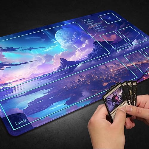 Miniatura 168 de Tapete de juego MTG cosido de alta calidad con zonas y parte trasera de goma antideslizante, tapete de juego TCG para MTG y otros juegos de cartas