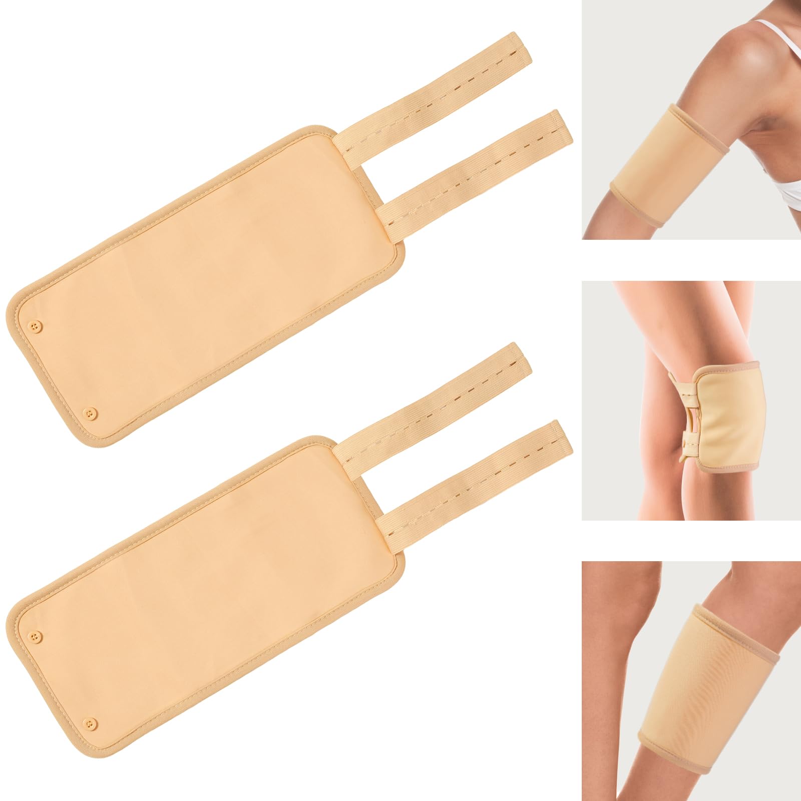 Ecmln 2 Pieces Castor Oil Knee Wrap Castor Oil Pack Wrap Reusable Castor Oil Packs for Thyroid with Adjustable Elastic Strap Flannel Cotton Castor Oil Pack Kit for Neck, Calf, Knee(Colour)