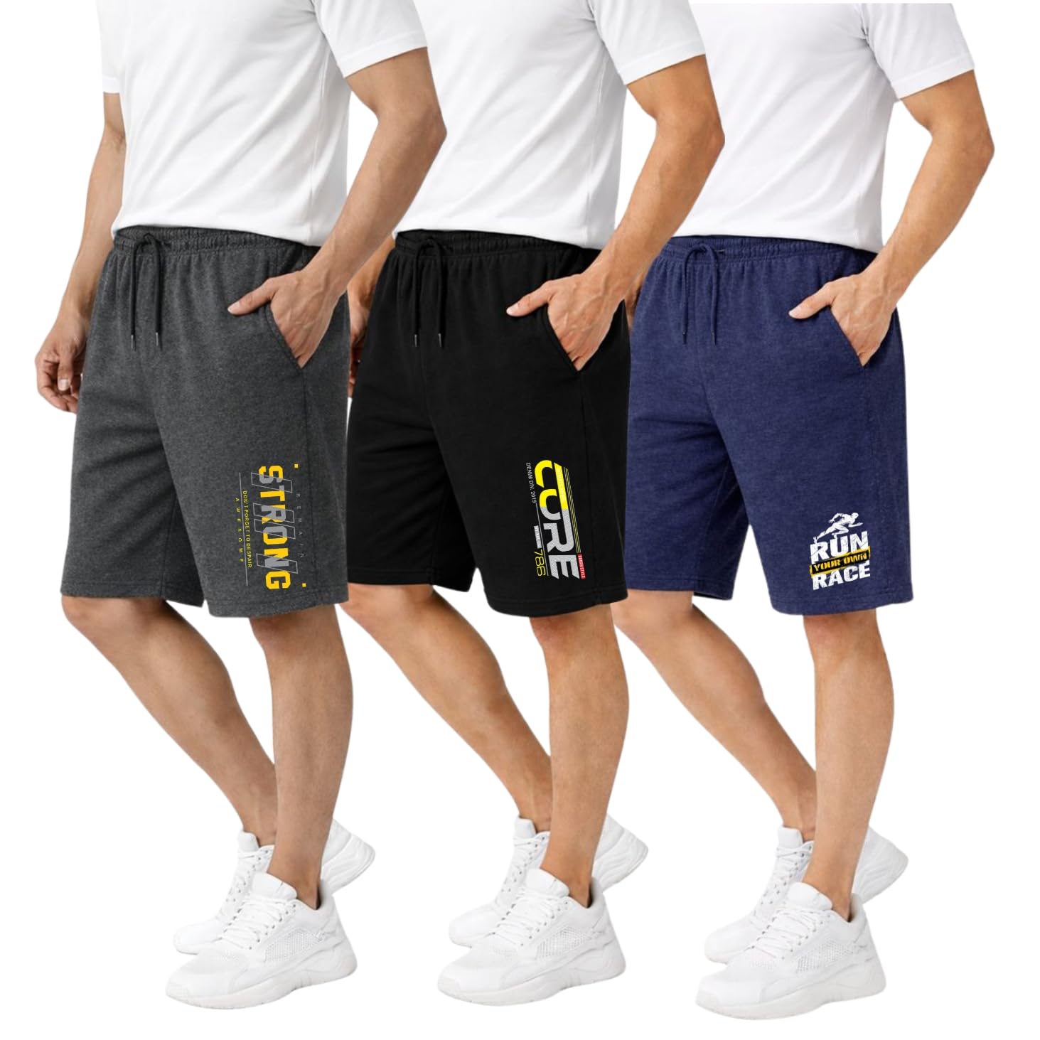 kart black Plus Sizes Men's Cotton Regular Fit Shorts (Pack of 3)-picture-39