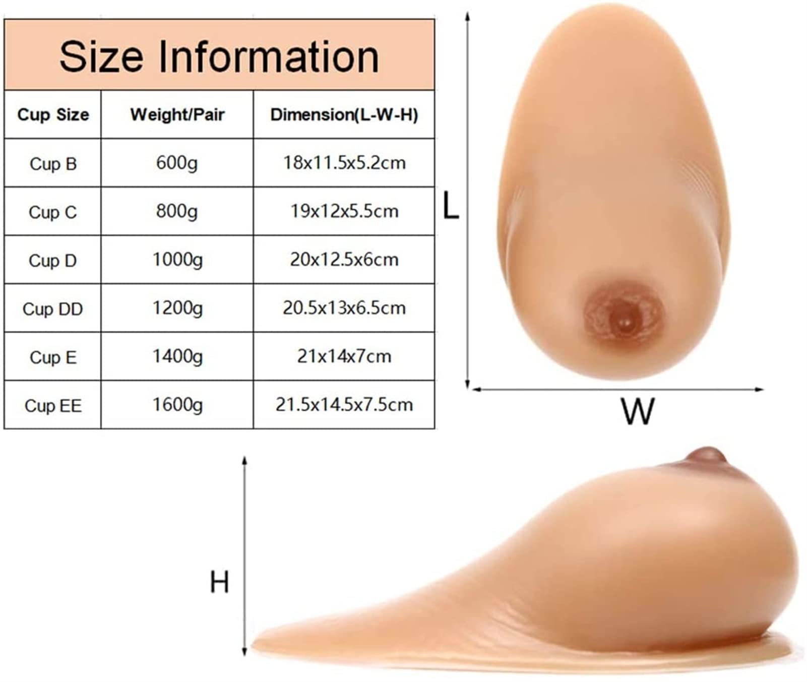 Prothèses Mammaires En Silicone Goutte D'eau - Bonnets B à E - Idéal Pour Le Travestissement