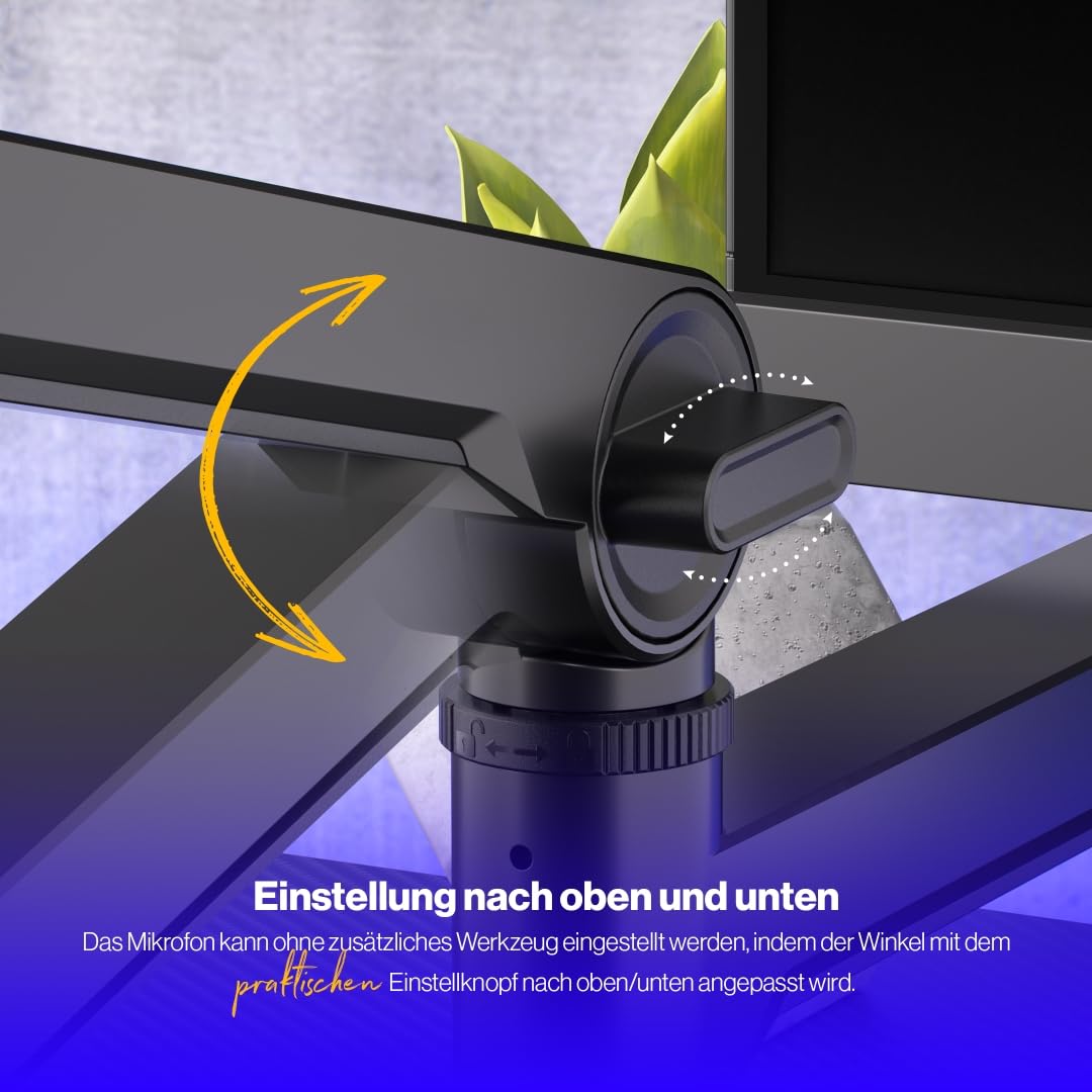 ENDORFY Broadcast Low Profile Boom Arm, Premium Low Profile Mikrofon Smartfone und Lichtarm mit Kabel, 360 Grad drehbar