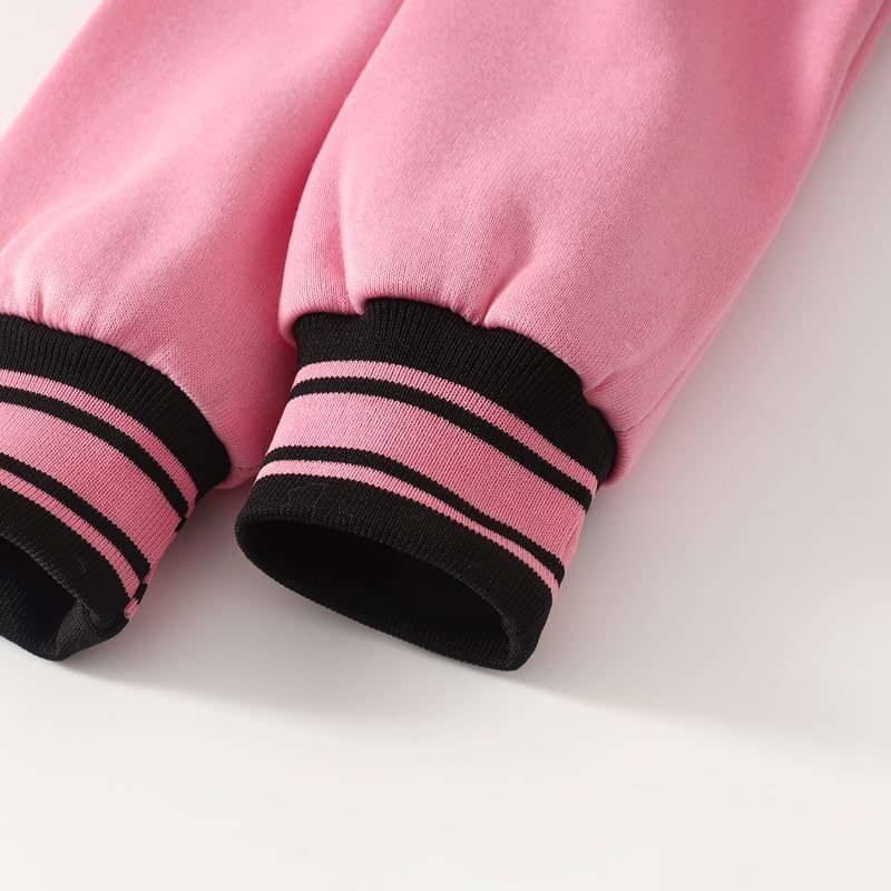 Girls' Sweatsuit 2 Piece Printed Button Down Hooded Sweatshirts and Jogger SweatPants Set 3-12Y - Image 4