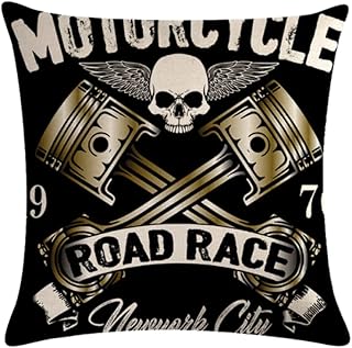 KUSTOM FACTORY Coussin Vintage Skull and Piston Road Race Noir