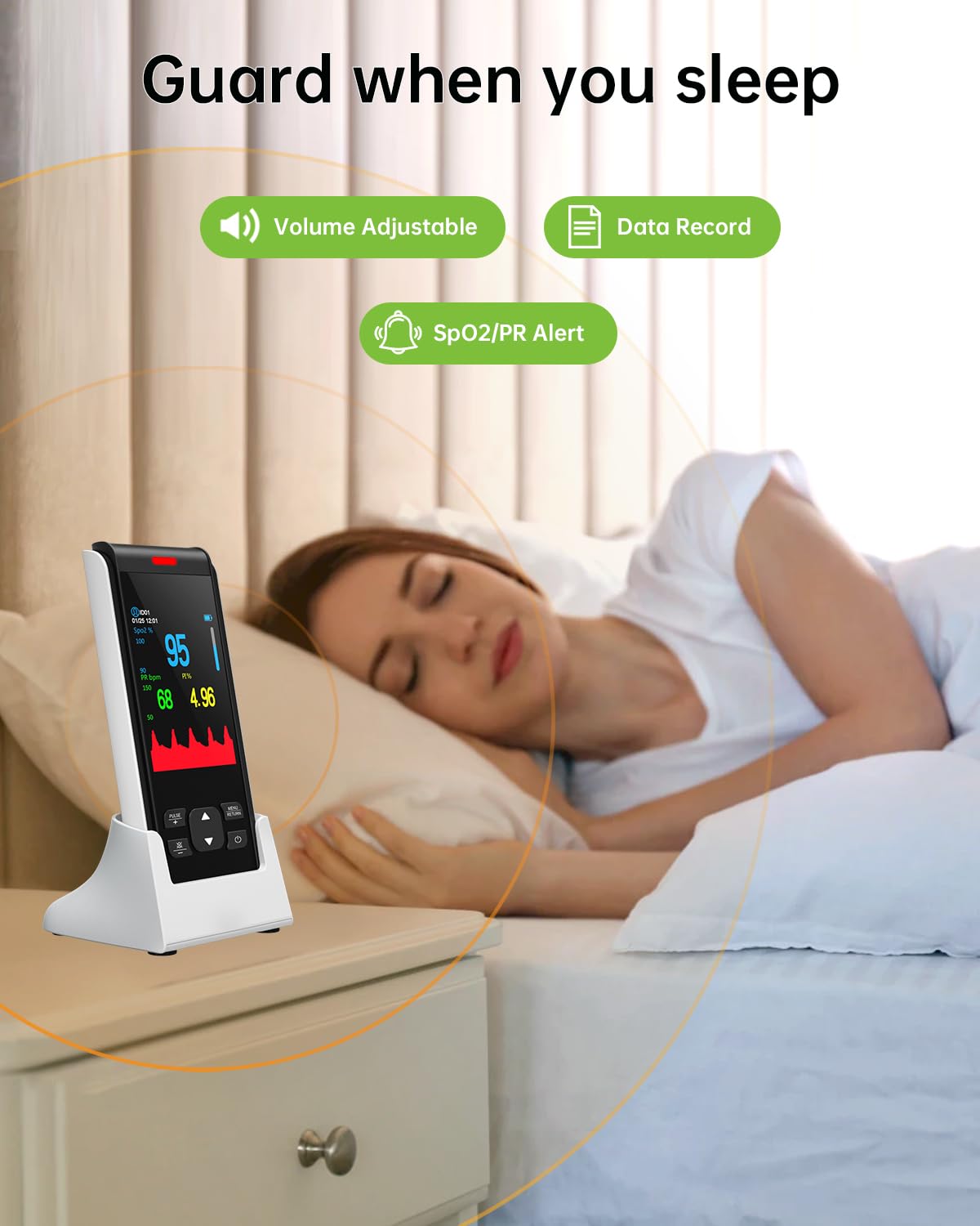 Pulsioximetro De Dedo Profesional, Oximetro Pulxiometro Medidor HOLFENRY USB Recargable Oxigeno Saturador Bluetooth con Alarma Para Adultos y Niños en Sangre Saturacion Sp02, PR Bpm y PI