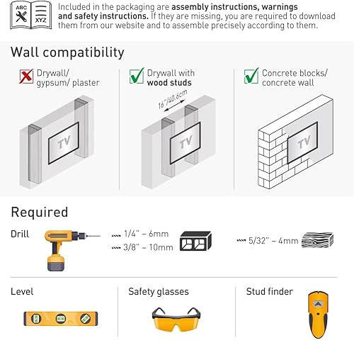 Miniatura 5 de Barkan Soporte de pared para TV, articulado de movimiento completo de doble brazo de 13 a 90 pulgadas, soporte de pantalla planacurva, soporta hasta