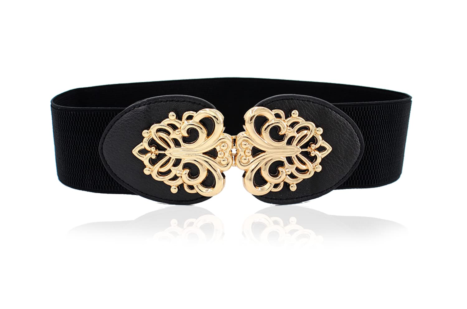 Elastic Fabric Waist Belt for Women Dresses Elegant Vintage Design Stretchy Ladies Belt for Saree Girls Jeans - Free Size (GRP-LD003B_Black)-image-13