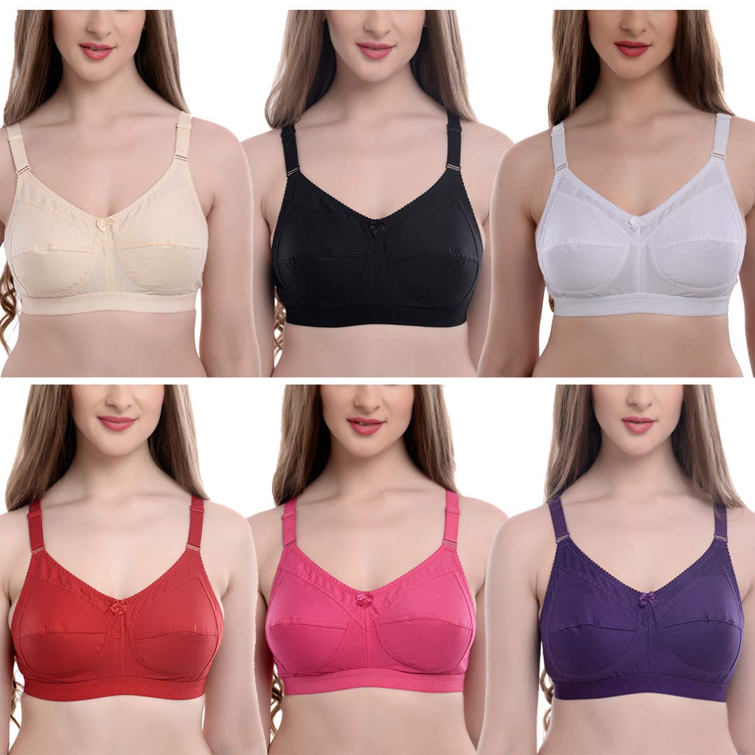 Softskin Women’s Cotton Wire Free Regular Bra-Pack of 6 Non Padded Softskin Women’s Cotton Wire Free Regular Bra-Pack of 6 Non Padded