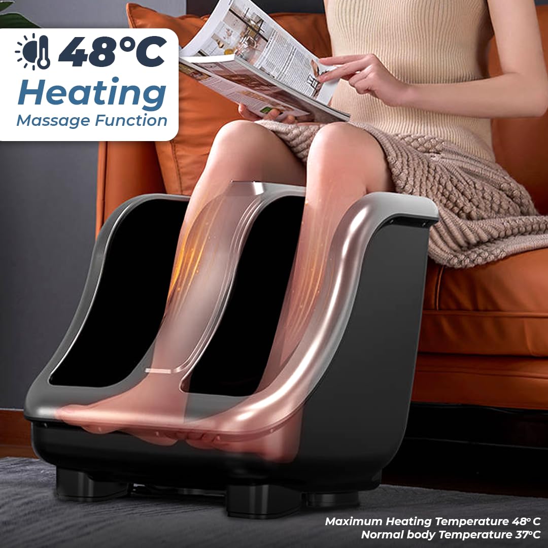 Flexnest 2026 Newly Launched Heated Calf, Foot and Leg Massager Machine for Home - Pain Relief Massage for Legs - Heat + 4 Vibration Motors (Bliss Massager - Black) 1