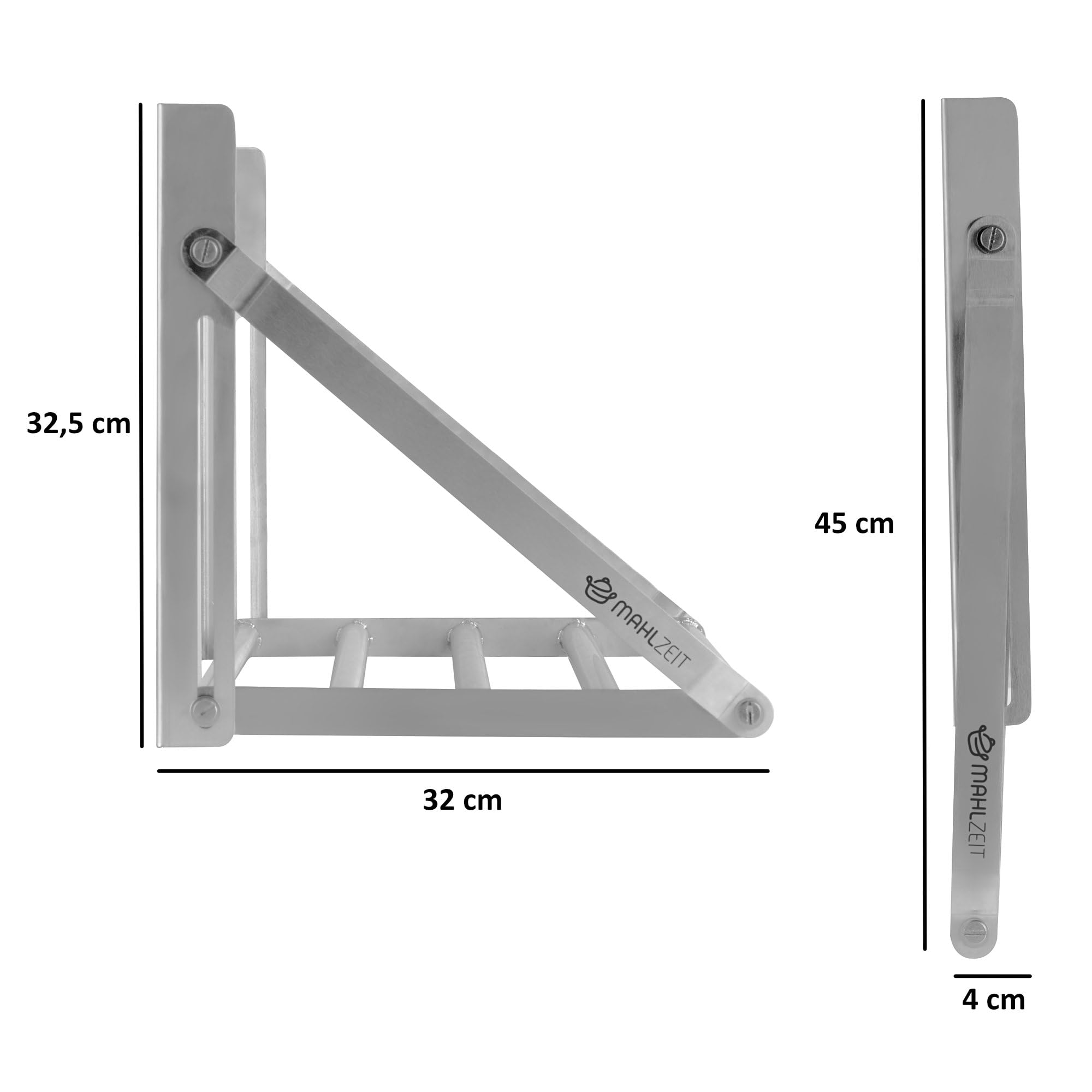 Mahlzeit Scaffale pensile in acciaio inox nel design delle barre 100 x 30 cm | Scaffale ribaltabile | argento | Scaffale in acciaio inox, scaffale da parete, scaffale da cucina