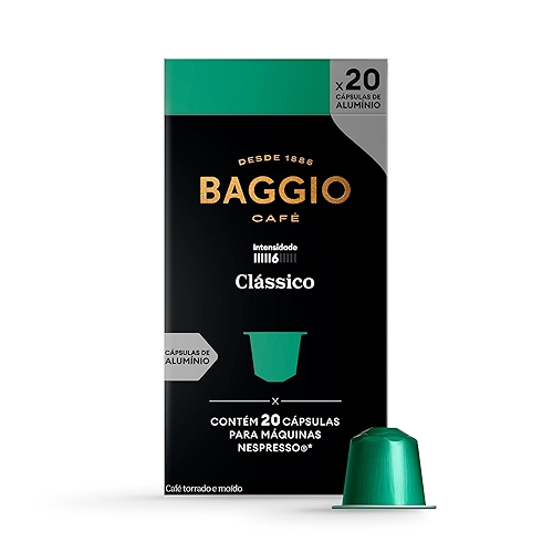 Cápsulas de Café Clássico Baggio Café, compatível com Nespresso, contém 20 cápsulas