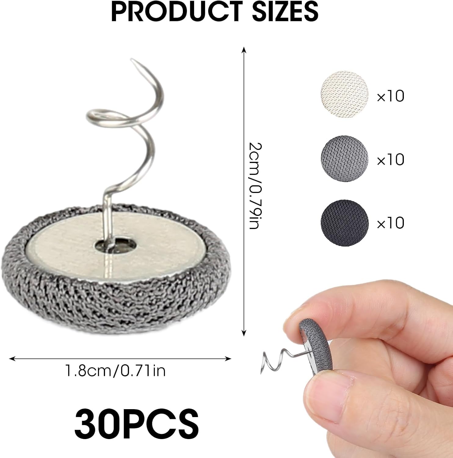 30PCS Upholstery Pins, Upholstery Buttons,Fabric Clips for Sofa Covers, Headliner & Bed Skirt, Ideal for Retro Style Decor & DIY Projects,Rich in Life Rituals Feeling