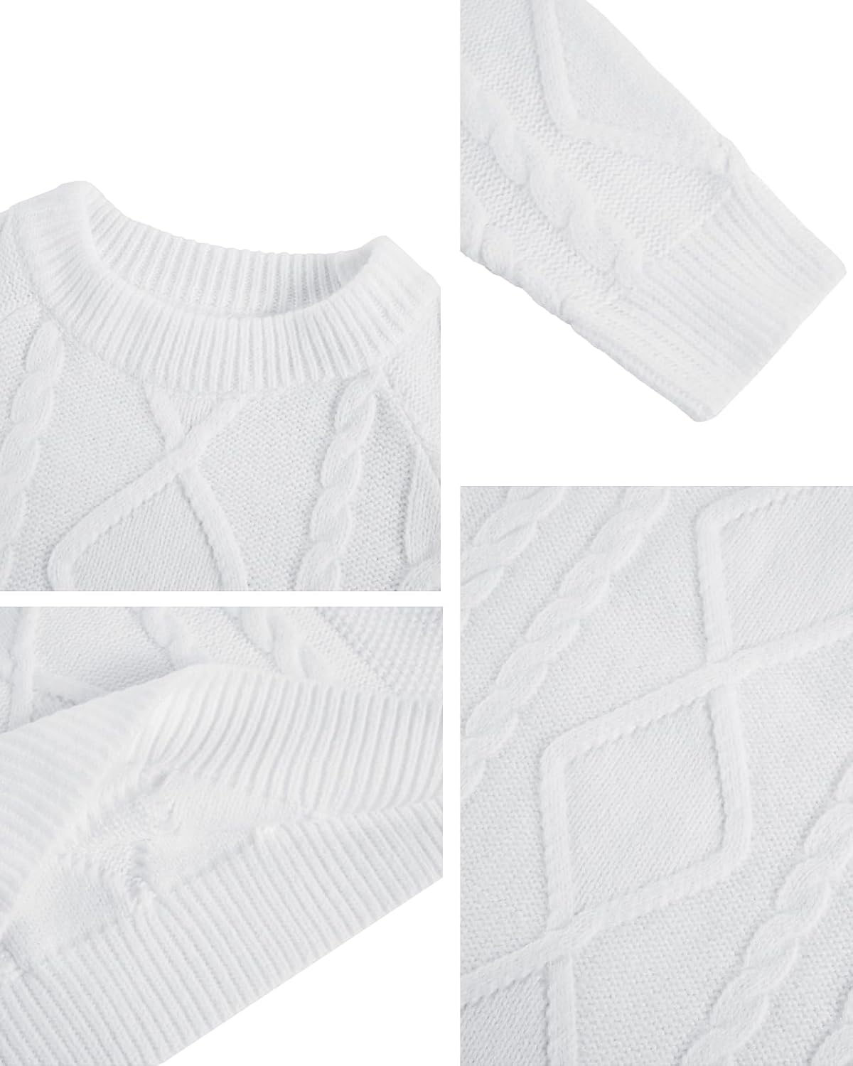 Mens Cable Knit Pullover Sweater Winter Crew Neck Long Sleeve Ribbed Vintage Sweaters - Image 5