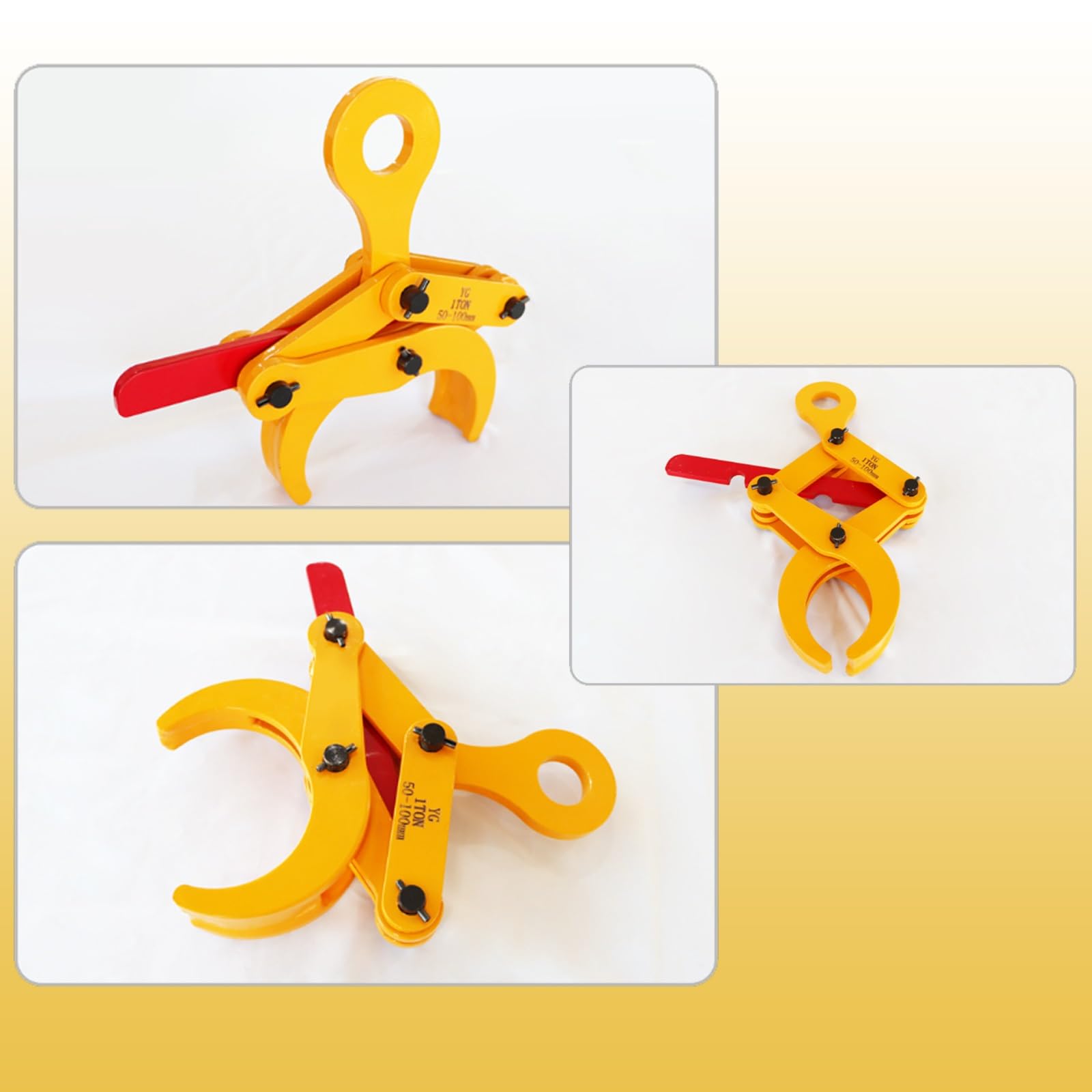 Pincetta for Tubi d'Acciaio Rotondi 1-3t - mascelle Regolabili 2"-9,4". Viti autobloccanti + Finitura antiruggine. Ottimizzata for sollevamenti Orizzontali di Tubi(2ton)