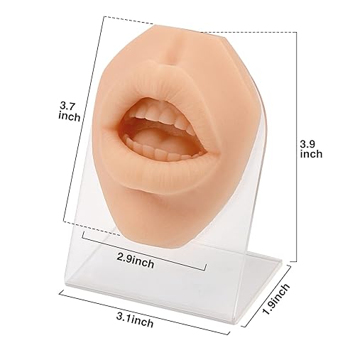 Miniatura 3 de SimCoach Modelo de perforación de labios de silicona suave con soporte acrílico, partes del cuerpo de práctica de piercing, modelo de labios para
