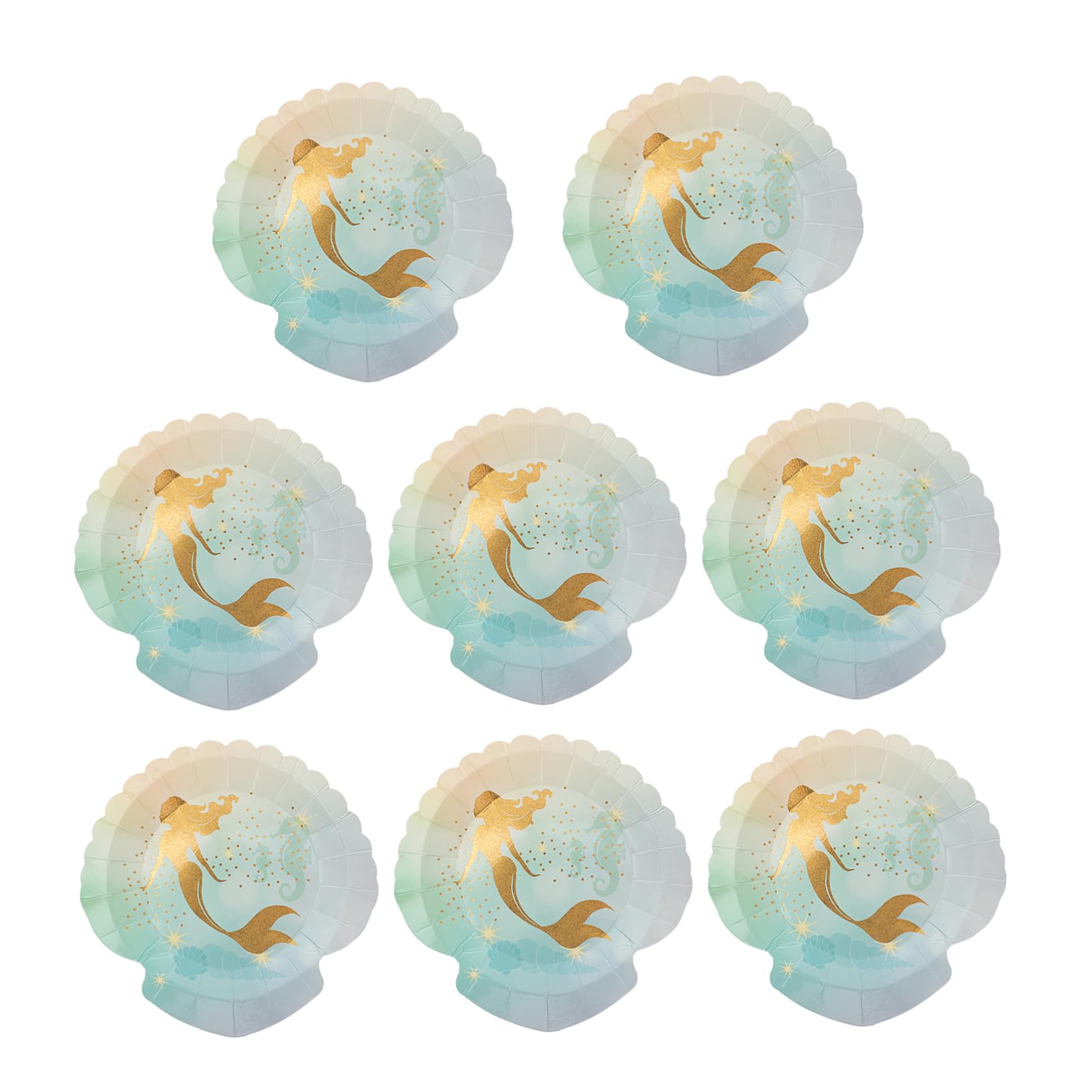 ERINGOGO8pcs Mermaid Tableware Kids Party Plate Mermaid Party Plates Mermaid Party Supplies Ocean Party Plates Fiesta Party Plates Blue Plates Mermaid Paper Plates Desktop Cake Pan Baby