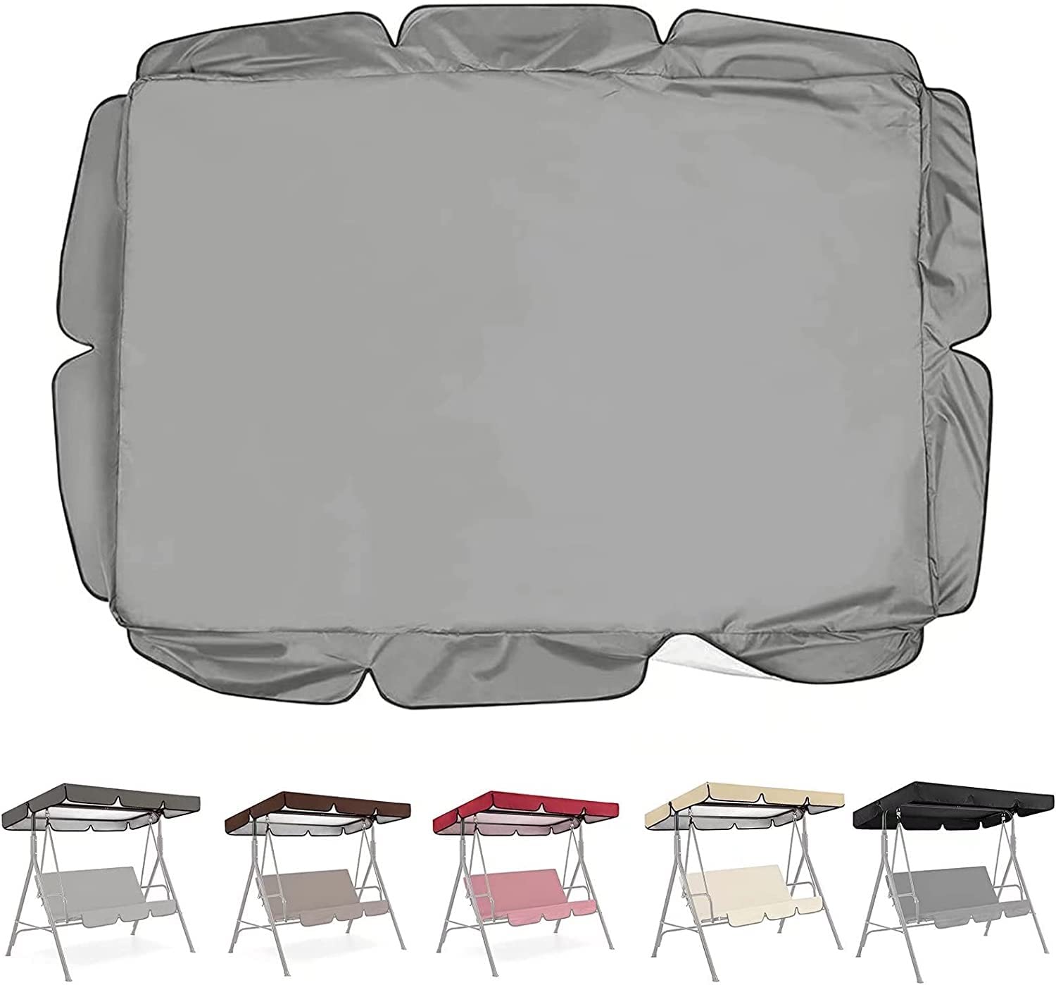 Uniwersalny zapasowy baldachim na 2-i 3-osobową huśtawkę, wodoodporny pokrowiec na baldachim ogrodowy (szary, 190 x 130 cm) – e do relaksu na zewnątrz i na patio
