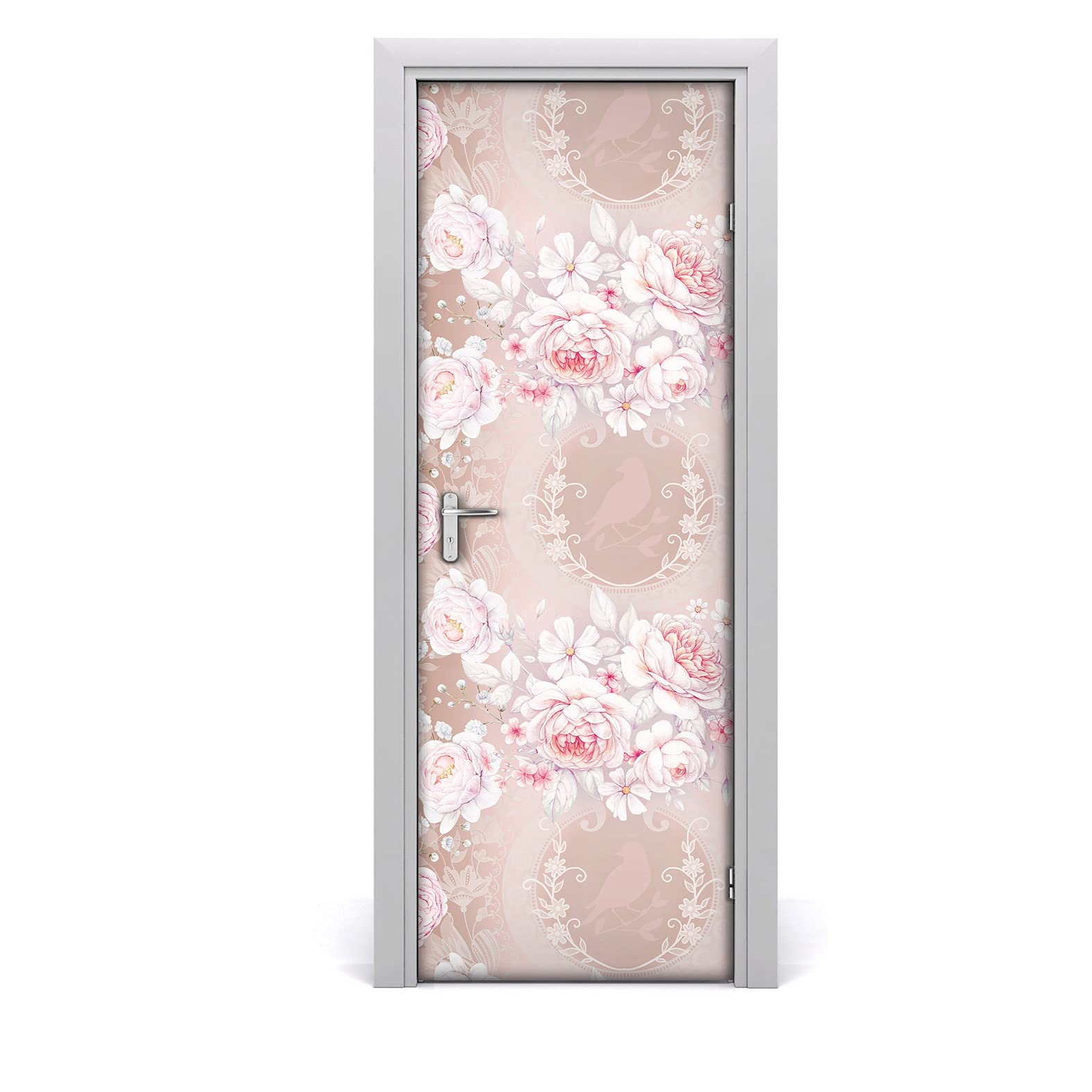 Papier peint sur la porte étiquette imperméable motif roses 70x200cm