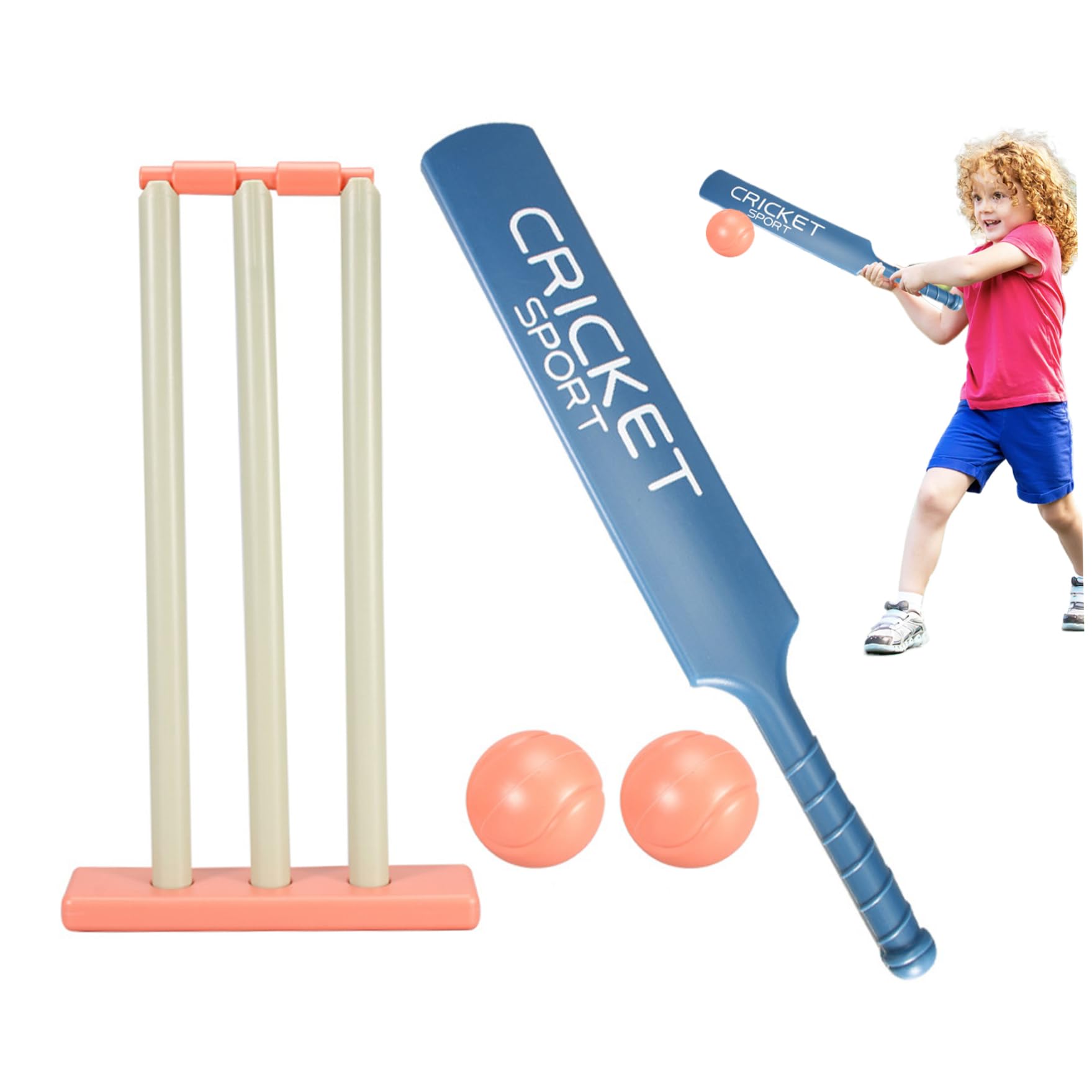 Set da Cricket per Bambini: Kit con Mazze da Cricket in ABS, 2 Palline, Gioco di interazione Genitore-Figlio per la casa da Giardino, sulla Spiaggia, dai 3 Anni in su