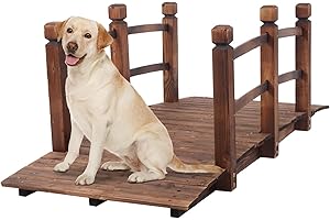 VINGLI 3 ft/5 ft/7 ft Wooden Garden Bridge Kit, Stained Classic Wooden...