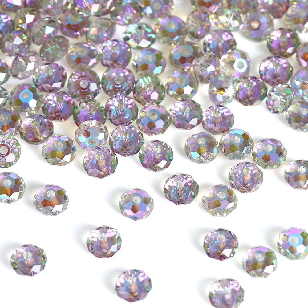 Duories 170 perline di vetro sfaccettate, 4 mm, perle di vetro galvanizzate, per la creazione di gioielli fai da te, centrotavola, bracciali, collane, orecchini, viola