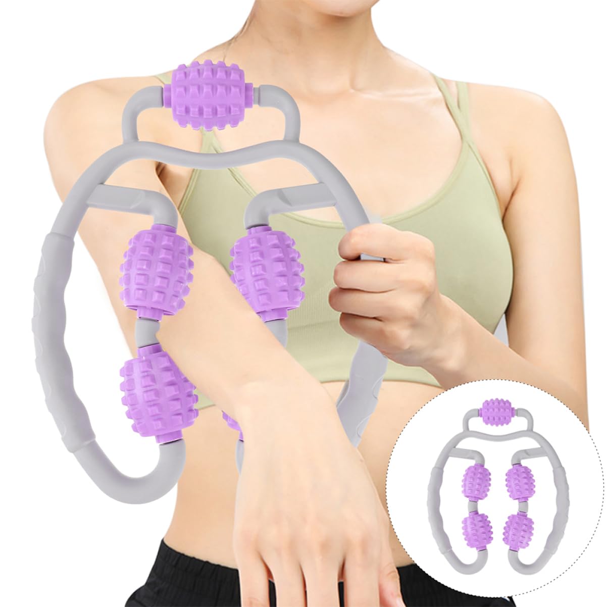 Rodillo De Masaje Muscular Profesional 2 Piezas Gris Púrpura y Gris Azul Portátil Para Piernas Masaje Relajante Circulación Sanguínea Bienestar Doméstico