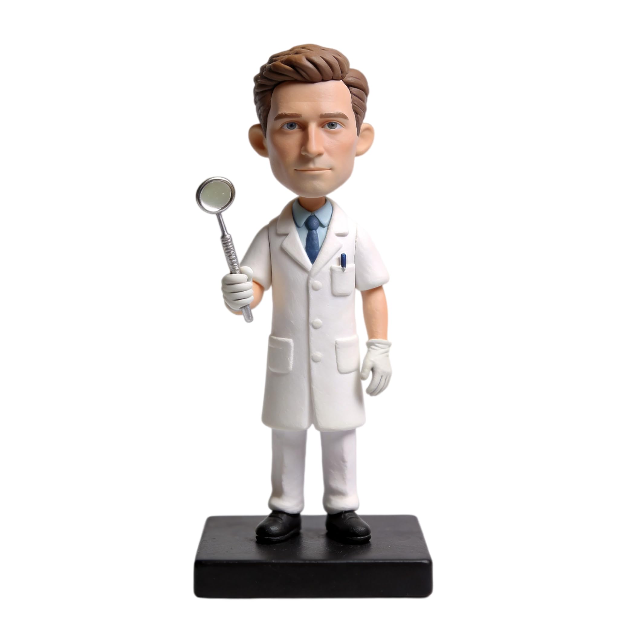 Figura 3D personalizada de Bobblehead, figura de dentista masculino con espejo dental, decoración personalizada esculpida a mano para exhibición de escritorio, regalos para dentistas