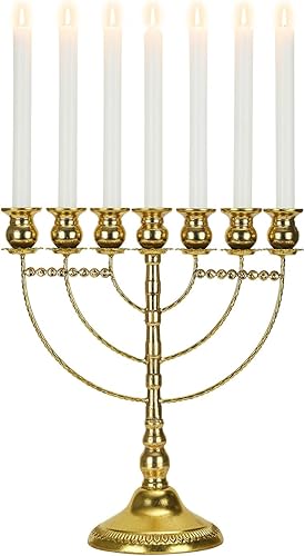 Miniatura 2 de Portavelas de oro con 7 ramas de menorás, portavelas Kwanzaa, portavelas para Hanukkah, Kwanzaa, Shabat, Templo de Jerusalén