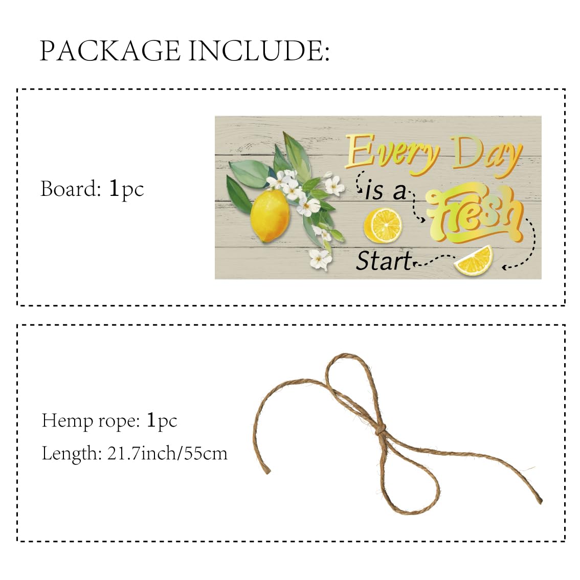 Panneau Suspendu Citron Vintage 'Every Day Is A Fresh' - Plaque Bois Porte Entrée 30x15 Cm