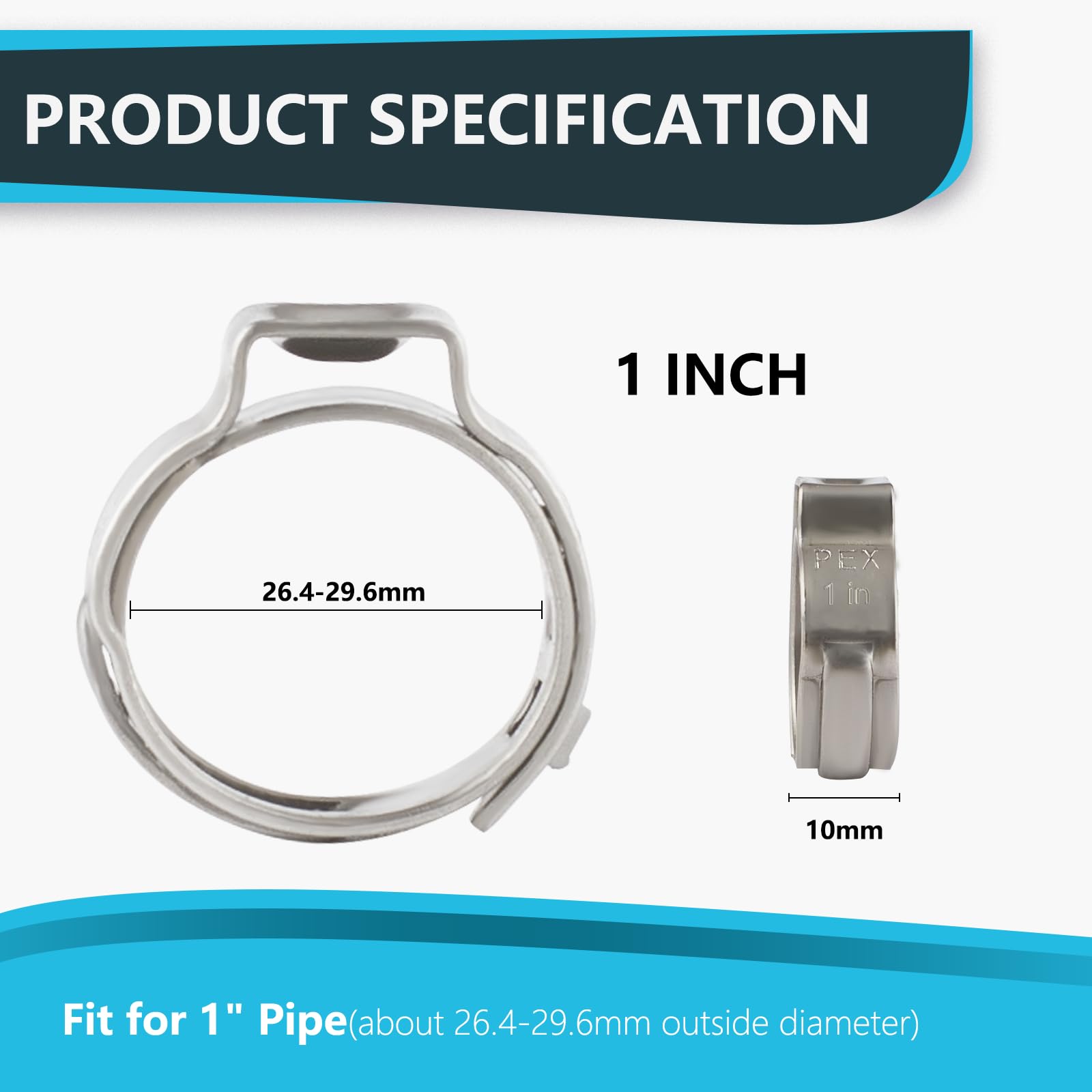 PEX Klemmringe, 2,5 cm, 50 Stück