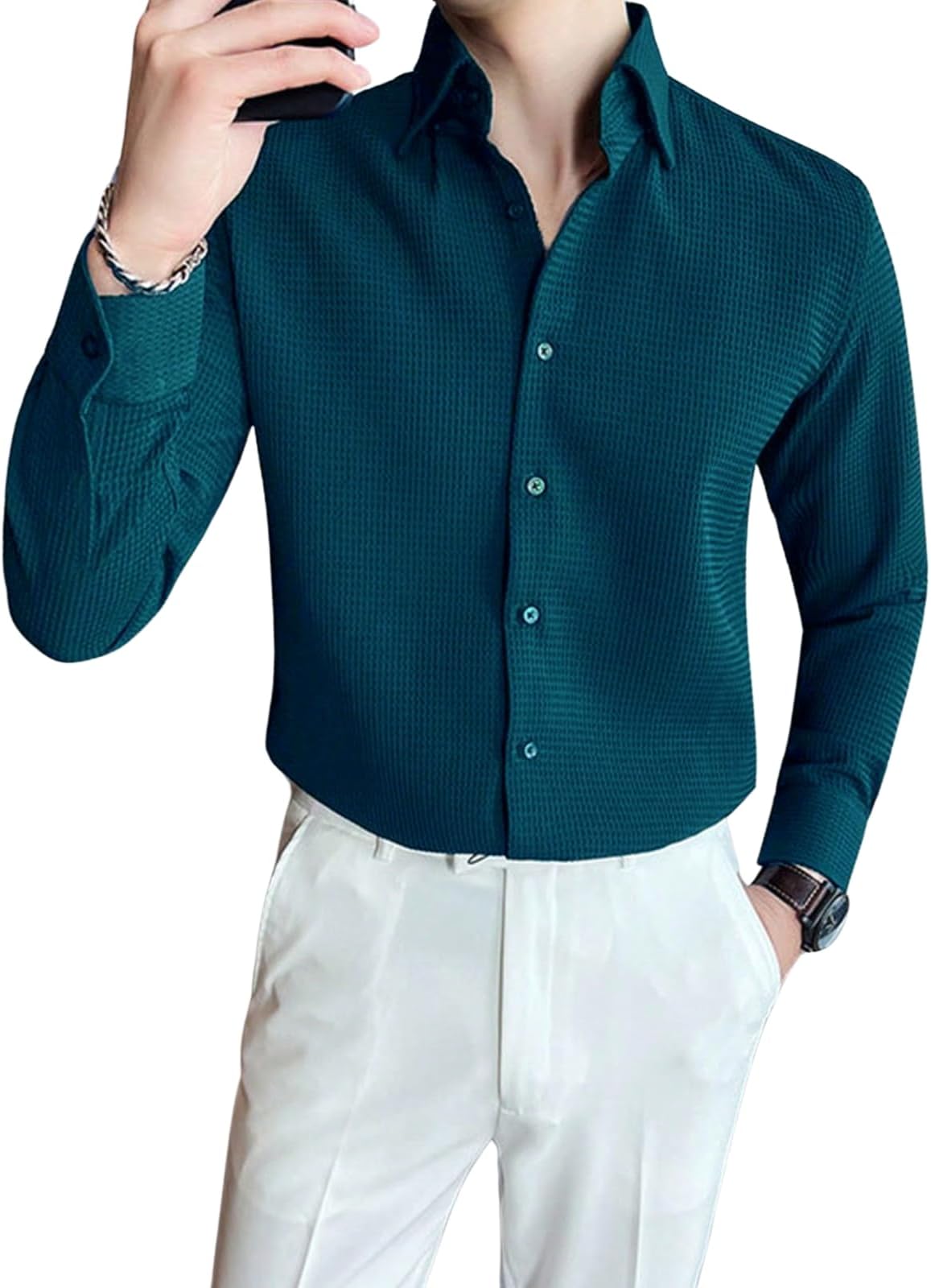 Men Solid Regular Fit Casual Shirt