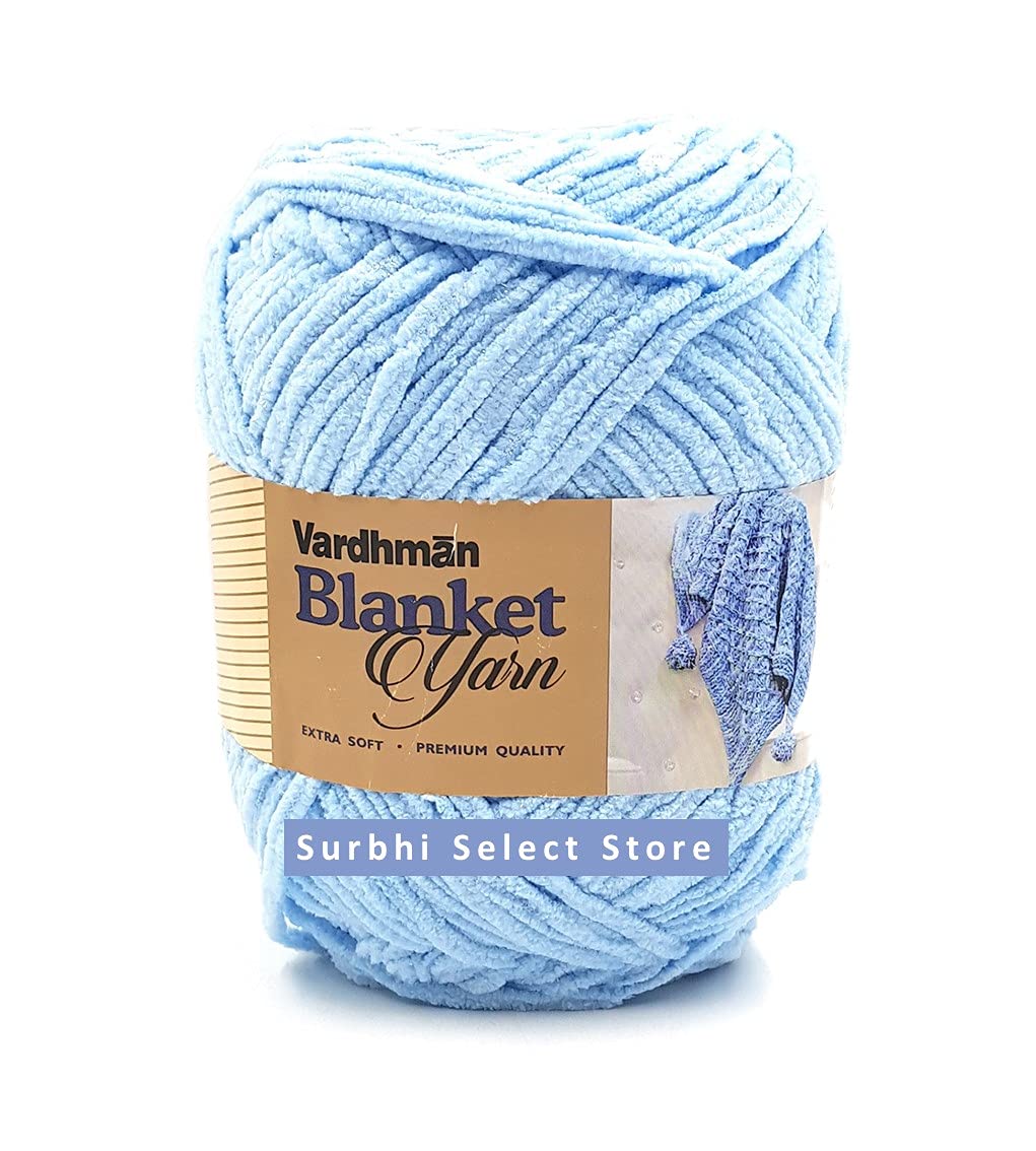 Vardhman banket Baby Soft Knitting Yarn Wool Sky Blue Multi Color Ball (200 Grams). for Art & Craft, Babywear, Baby Blanket Sweaters Ponchos mufflers, caps, Crochet Hook Needle Thick mota Thread. ;