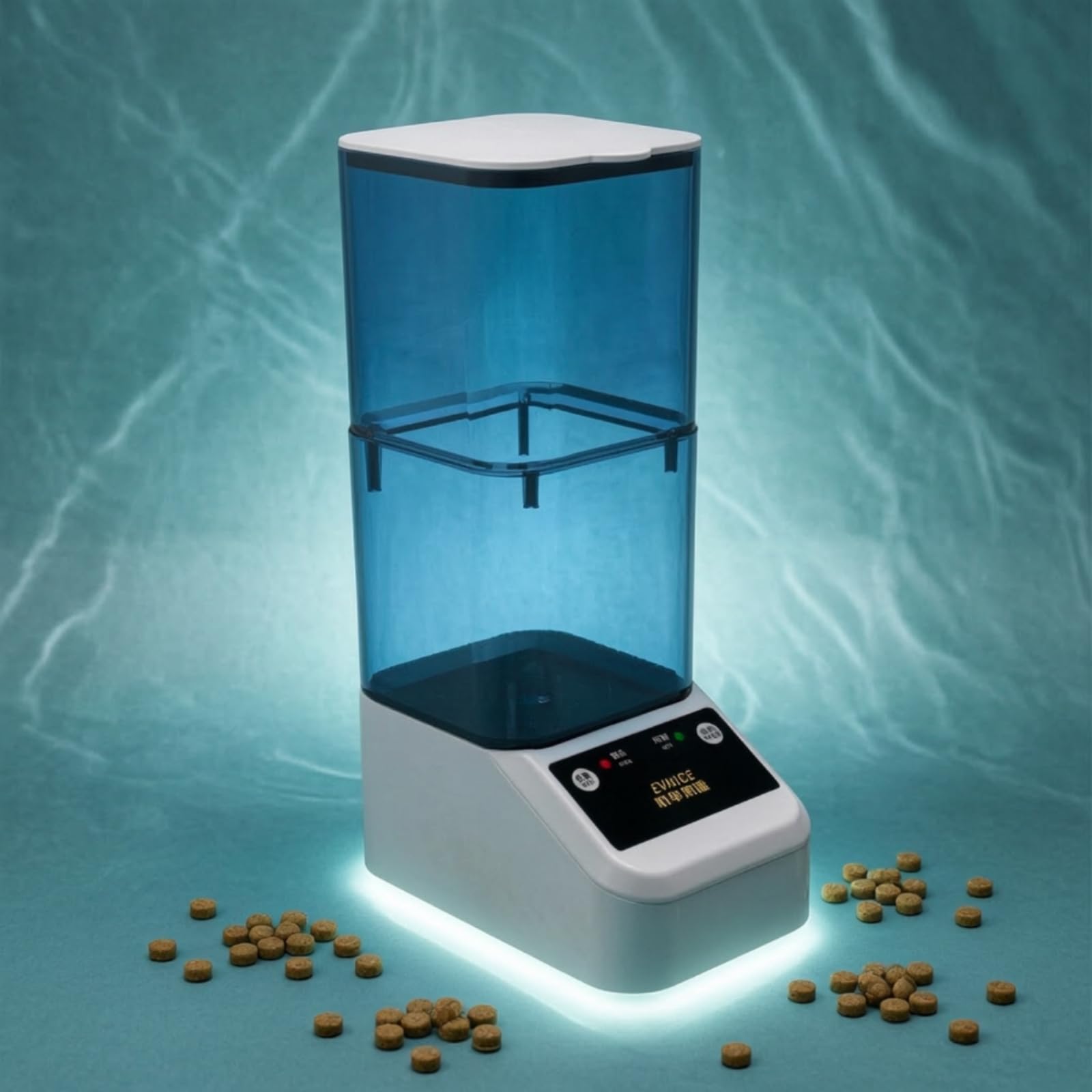 rockible Distributeur Nourriture avec Minuterie Connecté Distributeur Nourriture avec Câble Gran Capacité pour Aquarium, Blanc, 2000ml WiFi Double Alimentation