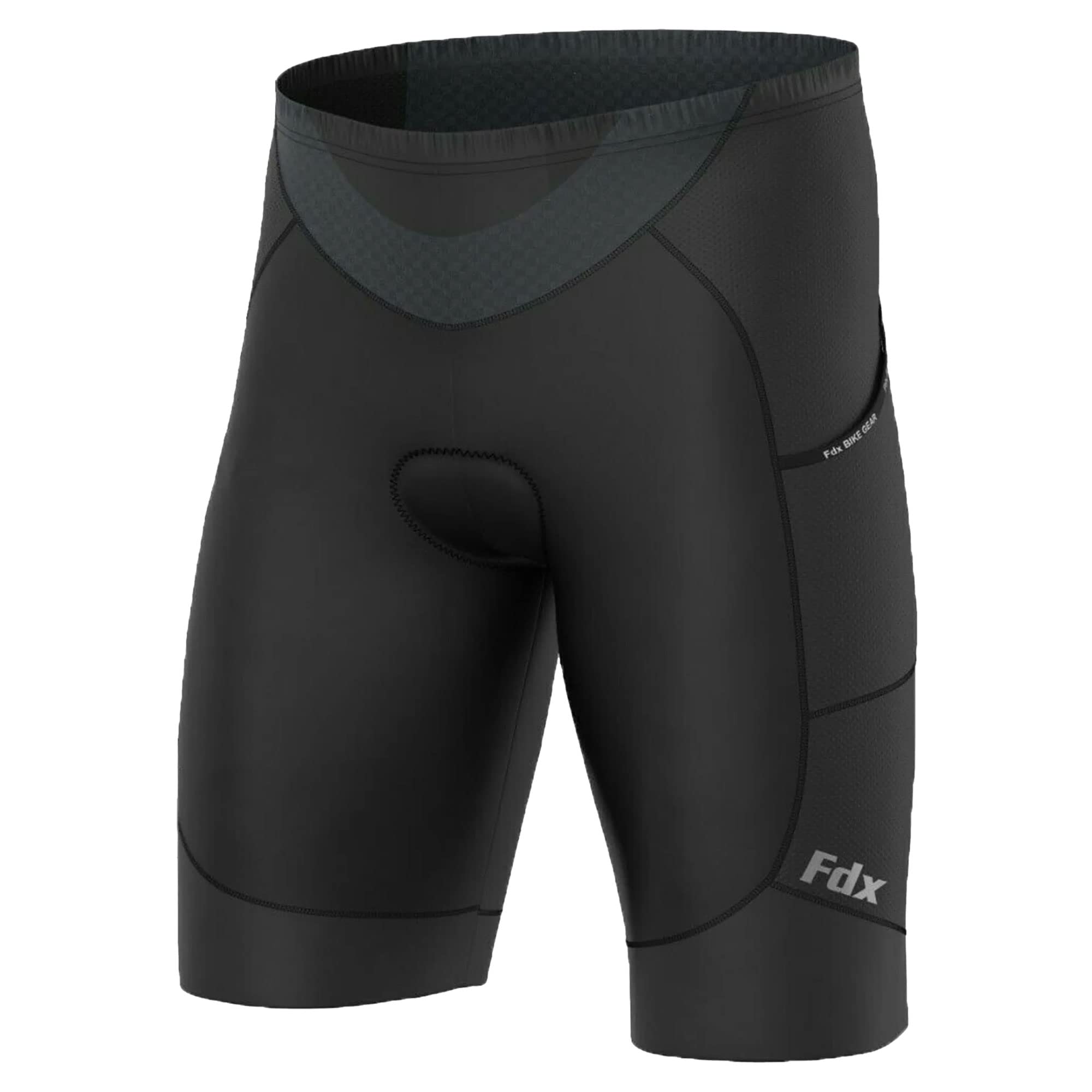 FDX Cycling Shorts Men's - 3D Anti-Bac Padded All Day Bike Shorts with Powerband Leg Grippers, Side Pockets - Breathable, Quick Dry, Anti-Slip Hi-Viz Bicycle Tights, Biking Half Pants